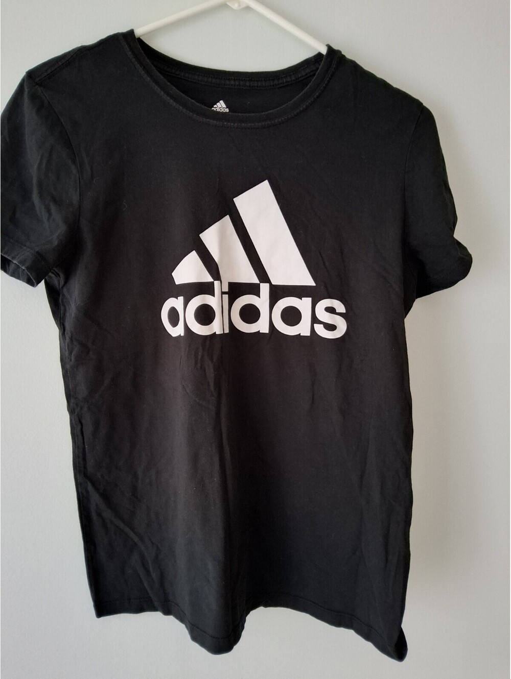 Black Adidas cotton t-shirt with white logo Size Med